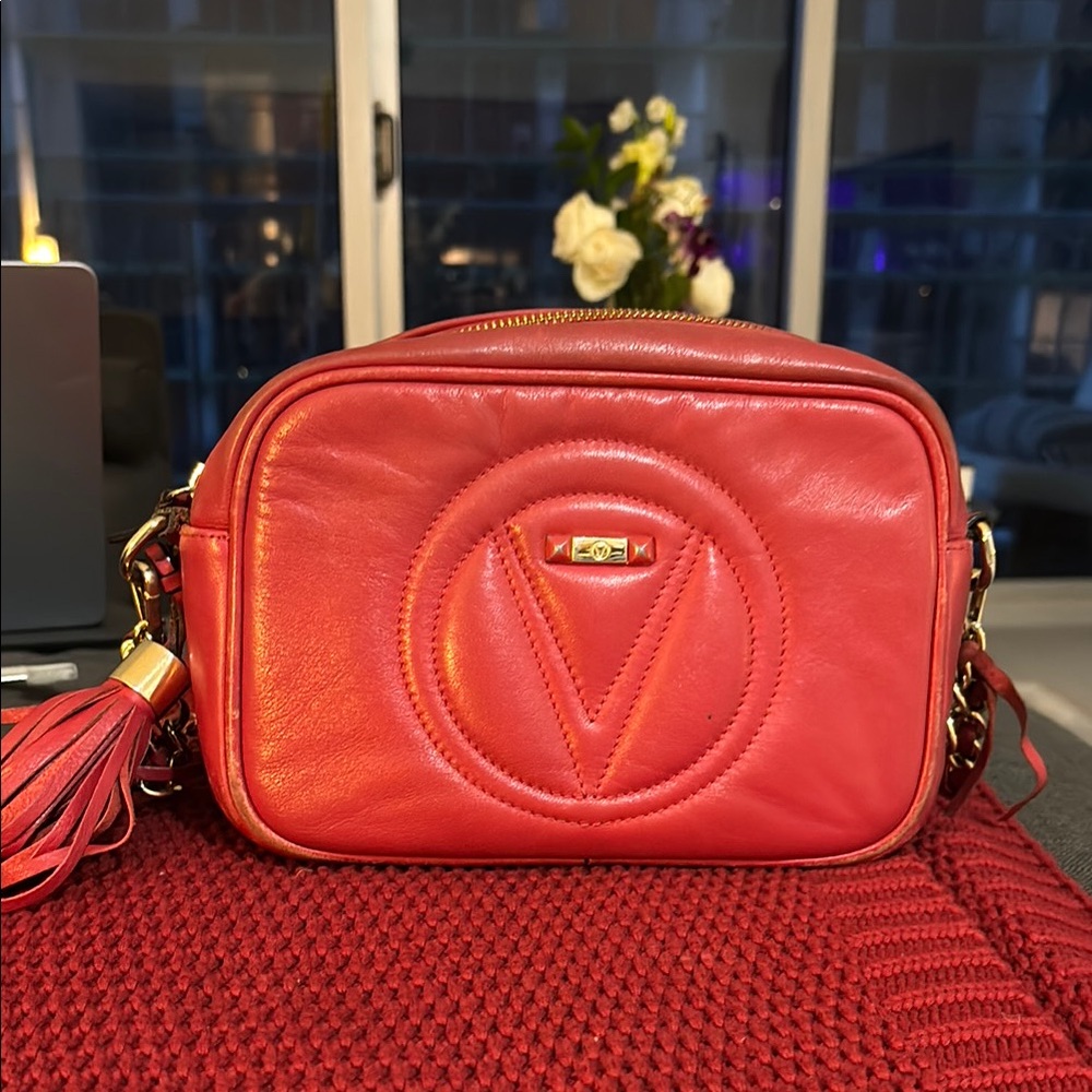 Valentino by Mario Valentino  ‘MIA’ red leather camera cross body